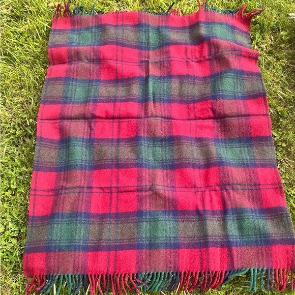Vtg Scottish Glen Check Wool England Made Red Green Blanket Scarf Throw 46x35” - Picture 7 of 15
